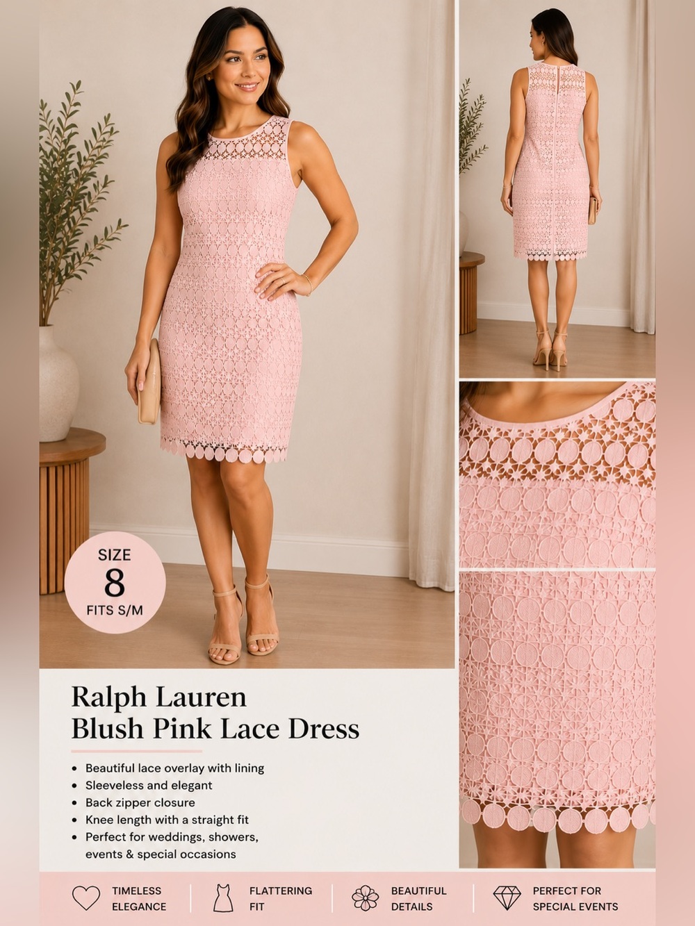 Ralph Lauren Blush Pink Mini Dress - Picture 1 of 5